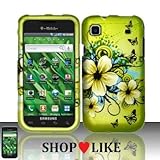 Rubberized Green Hawaiian Flower Snap on Design Case Hard Case Skin Cover F ....