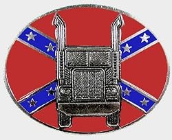 Trucker Belt Buckle,With Rebel Flag