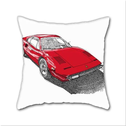 Red Ferrari for Christmas DIY Decorative Pillow Cases,Natural Cotton Square Throw Pillow Case Cushion Cover,18 x 18 Inch(45cm x 45cm)