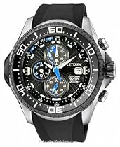 Citizen Men's BJ2117-01E Eco-Drive Depth Meter Chronograph Metric Rubber Dive Watch
