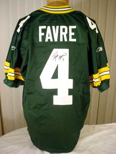 Brett Favre Autographed/Hand Signed Green Bay Packers Green Authentic Reebok Football Jersey