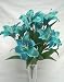 TURQUOISE Large Tiger Lily 9 Silk Flowers Bush Bouquet Artificial