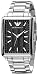 Emporio Armani Gents Rectangular Case Black Dial Stainless Steel Bracelet Watch