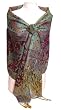 Elegant Eggplant Reversible Paisley Pashmina Silk Shawl Wrap