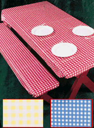 3-Piece Fitted Picnic Table & Bench Covers, Color Blue