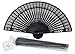 Quasimoon PaperLanternStore.com 8 Inch Black Folding Wood Panel Hand Fan with White Organza Bag for Weddings