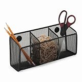 Rolodex 62621 Mesh Magnetic Organizer, Three Compartments, Black, 12w x4d x5h