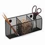Rolodex 62621 Mesh Magnetic Organizer, Three Compartments, Black, 12w x4d x5h