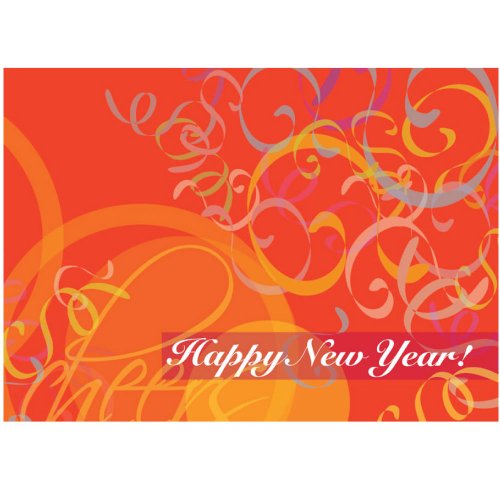 New Year Greeting Card N7011. The merriment of the new year is evident in this best seller. Bright colors combine with the excitement of confetti and the message of 