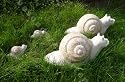 Schnecke aus Granit gelb Steinmetzarbeit L 30 cm