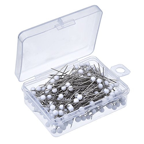 Outus White Glass Head Pins Boxed for Dressmaker, 250 Pieces
