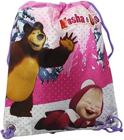 Masha and Bear Women's School Pre-Scolar Backpack Lunchbox Drawstring One-Size Pink