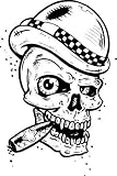 Punk Tattoo Style Skull with Wings Smoking a Cigar - 36