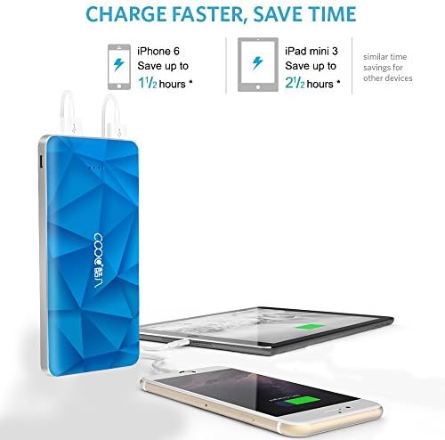 COOL8 Portable Power Bank,12000mAh Power Pack Dual-Port USB Charger 2.1A & 1.0A Portable External Battery Charger for iPhone 6, 6 Plus, 5S, 5C, 5, 4S, iPad, Air, Mini, Samsung Galaxy S5, S4, Note, LG, Nexus, Moto, HTC and More Smart Phones (Blue)