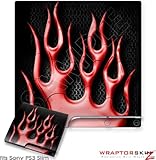 Sony PS3 Slim Skin - Metal Flames Red