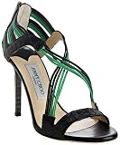 Jimmy Choo green and black snakeskin 'Cat' back zip sandals