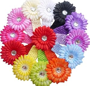 Qandsweet 12pcs Baby Headbands Girl's Cute Clip Crystal Flower