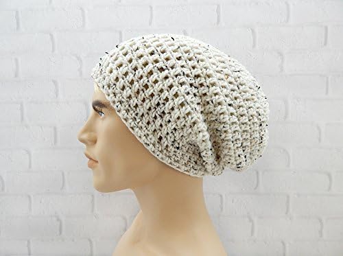 Slouchy Beanie for Men Oatmeal Hat Winter Beanie Cap Ivory Tweed Beanie Hat Crochet Beanie Baggy Hat