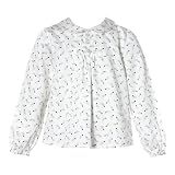 Tartine et Chocolat - Blouse en Coton Imprimé Feuilles Crème et Marron - Fille