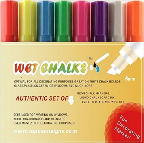 Liquid Chalk Color Markers Wet Chalkboard,Set of 8 Pens,Neon Fluorescent