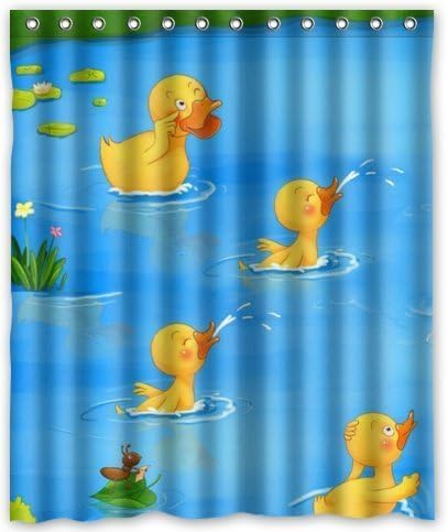 BravoVision Custom Cute Little Yellow Duck Swimming Cartoon Waterproof Polyester Fabric Shower Curtain 60" x 72"