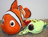 Out of Production Disney Finding Nemo 15" Nemo Plush Doll and 9" Squirt Turtle Plush Doll Mint with Tags