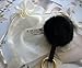AURORA168 Real Fox Fur Pom Pom Ball Keyring / Bag Purse Charm Gold Ring (S Black)