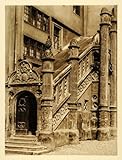 IMAGE OF 1924 Germany Bavaria Nordlingen Town Hall Carving Wonka - Original Photogravure