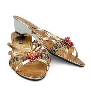 Ellie Shoes Girls Gold Jewel Child Slippers Gold Medium