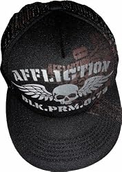 Men's Affliction Hat Baseball Cap Skull with Wings Black