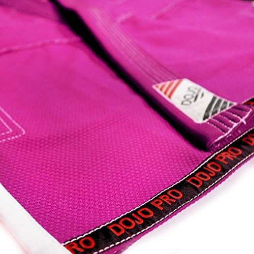 Brazilian Jiu-Jitsu (BJJ) Gi. Pink. Dojo Pro "Origins" Range Of Premium Martial Arts Uniforms. Includes White Belt. Pre-Shrunk. Triple Stitching On Key Stress Points On Jacket And Pants. Shirt is Blank on Front and Rear For Your Own Badges and Patches