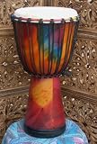 Tie-Dye Sarong-Wrapped Djembe Drum 23-24 in. Tall x 12-13 in. Head