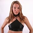SALE SeXy Halter Top Black Leather Studs O Ring Clubing Dancing