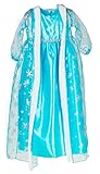 HBB Girl Snow Princess Ice Blue Dress Costume With Long Snowflake Cape, Size 4-12 (Size 7/8)