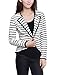 Allegra K Women Notched Lapel Striped Blazer Jacket
