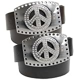BT Rhinestone Peace Changeable Buckle Belt
