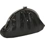 Whiting and Davis Matte Shine Stripes Frame Clutch (Black)