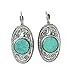 Tagoo Vintage Silver Alloy Round Inlaid Turquoise Drop Earrings