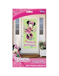 Toy: Plastic Minnie Mouse Birthday Door Poster, 60" x 27" - Unique Party Favors