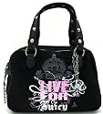 AUTHENTIC JUICY COUTURE VELOUR GLITTER GLAM BRIGHT LIGHTS SATCHEL YHRU1722 (Black)