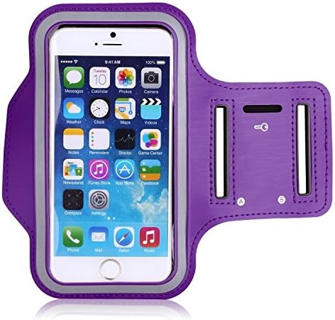 Enda® Anti-slip Sports Running Exercise Gym Armband Case with Key Holder, Sweat-proof, Perfect Earphone Connection for iPhone 6 Plus 5.5 inch (Purple)