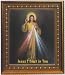 Divine Mercy in Wood Frame with Golden Trim, 11.25" x 13.25" - MADE IN ITALY