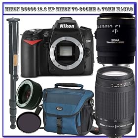 Wildlife Safari Macro Adventures Nikon D90 12.3MP Digital SLR Camera [OutFit] w/ Sigma 70mm F/2.8 EX DG Macro Lens & Nikon 70-300mm f/4-5.6G AF Nikkor SLR Camera Lens + Transcend 8GB + Heavy Duty Monopod + Willoughby's Safe & Clean Gear Pack