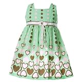 Baby Infant Girls Fall Clothing GREEN HEART Dress RARE EDITIONS Girl 12-24M