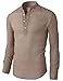 H2H Mens Casual Slim Fit Linen Henley Lightweight Roll-up Sleeve Shirt