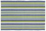 Extra Weave USA 2 by 3-Foot Cottage Stripe Rug, Blue, Teal, White and Lime