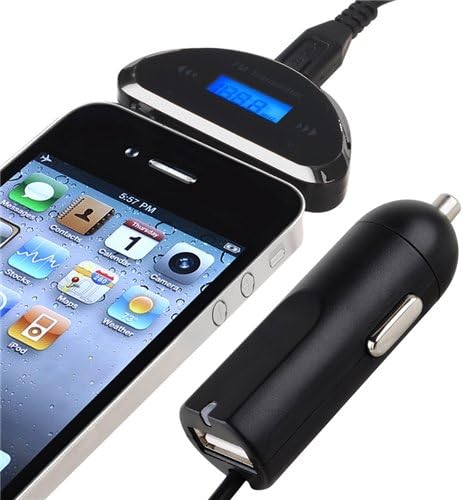 eForCity 3.5mm Universal FM Transmitter with Car Charger, Black