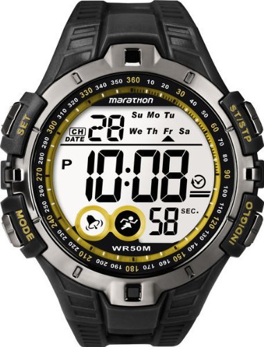 Timex Sport Marathon Fullsize Quartz Watch with LCD Dial Digital Display and Black Resin Strap T5K4214E