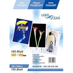 LabelOcean Premium Fotopapier 100 Blatt 10x15cm 230g/qm Highglossy hochgl�nzend wasserfest
