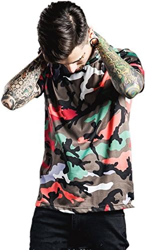 The Ace Unisex Camouflage Jersey Tee Street Fashion T-Shirt Hip Hop Tops 302T# Army Green X-Large